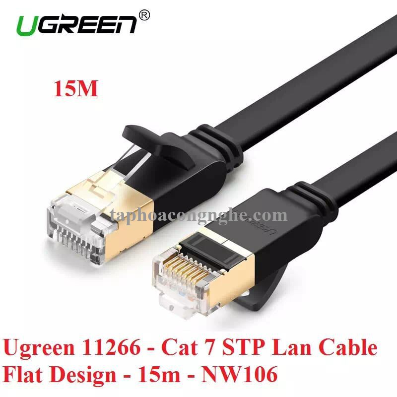 Ugreen 11266 15M màu Đen Cáp mạng LAN cat7 STP dây dẹp NW106 30011266